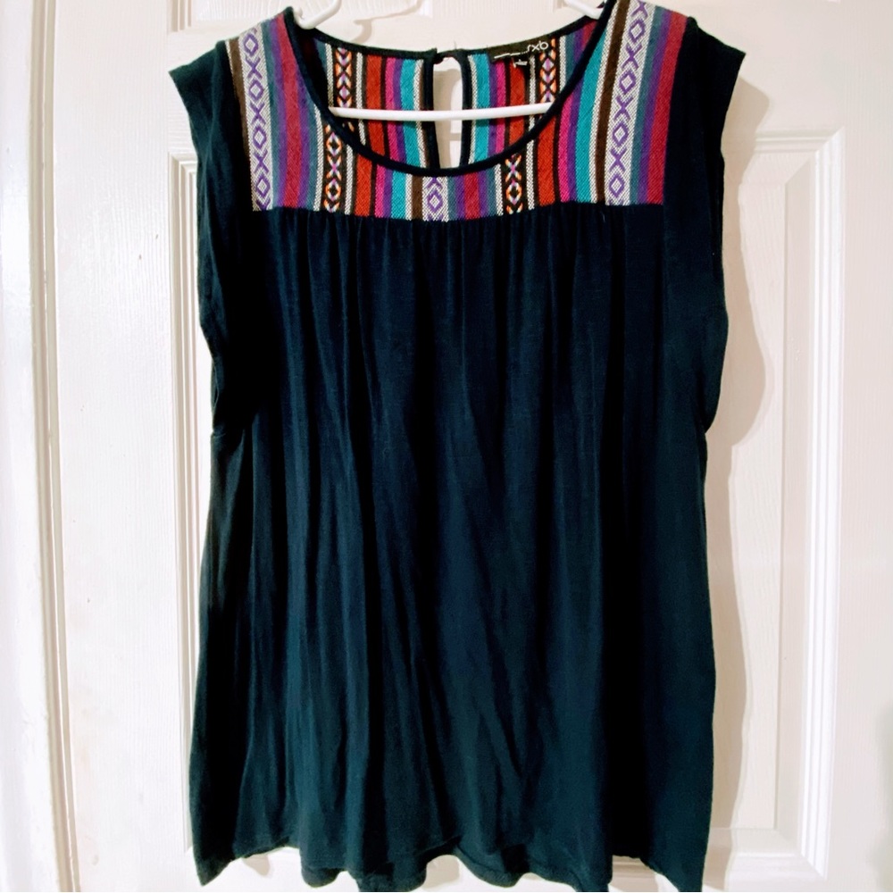 RXB Flutter Women’s Blue & Multi-Colored Sleeveless Top Size Large NWOT🌸